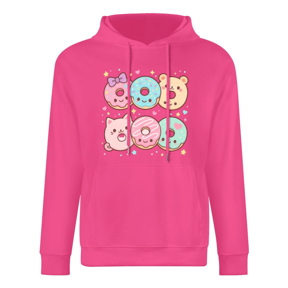 Kawaii Donuts Half Dozen Pure Cotton Hoodie - Hot Pink