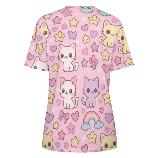 Harajuku Kawaii Cat Rainbow T-Shirt