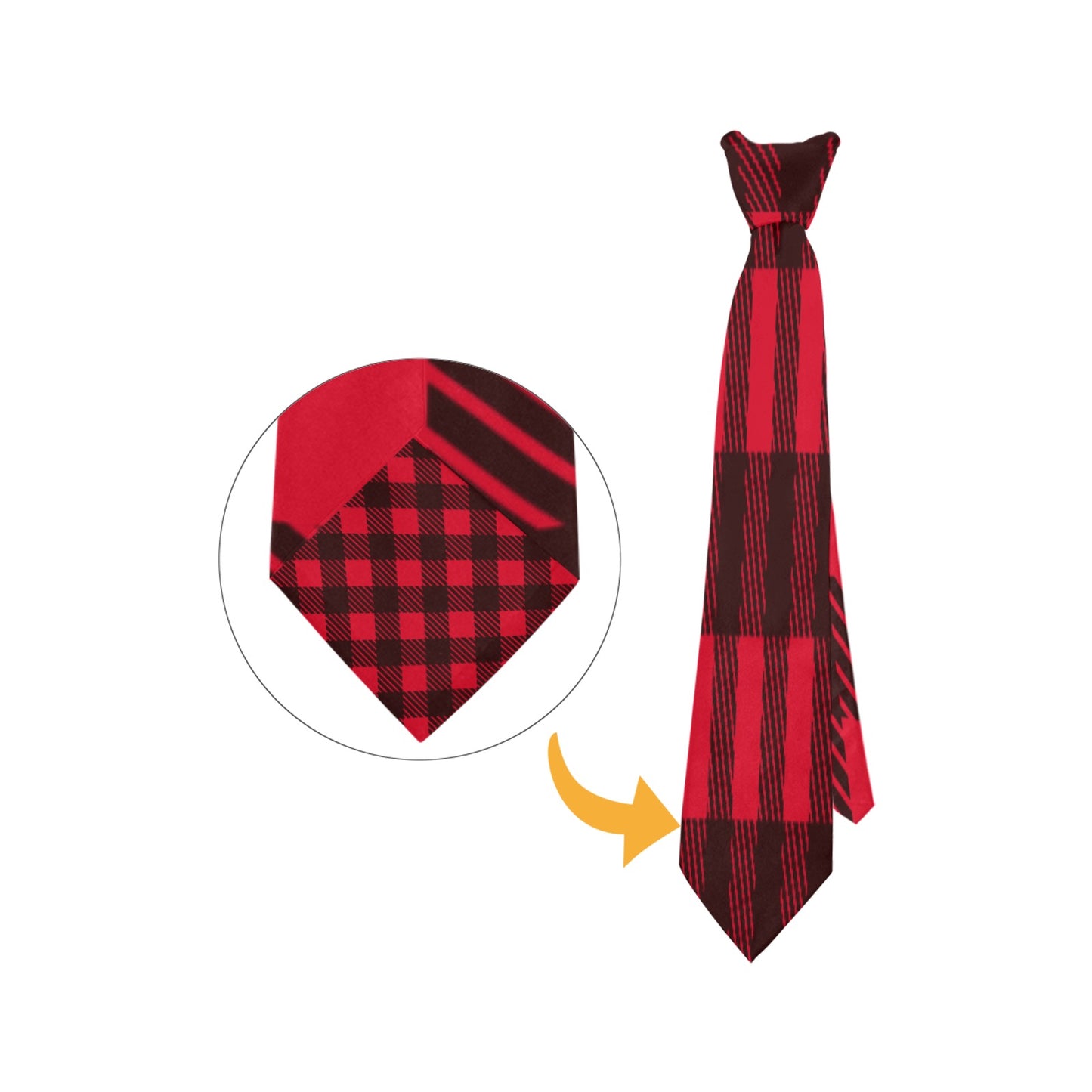 Red Black Checkerboard Lumberjack Plaid Custom Peekaboo Necktie