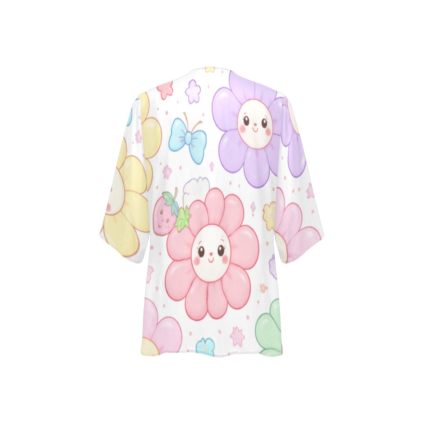 Pastel Harajuku Floral Pattern Women's Kimono Chiffon Cover Up
