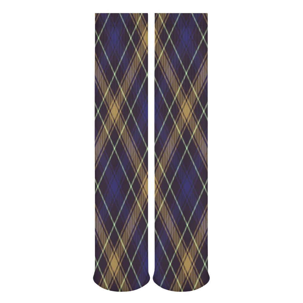 Navy Blue Plaid Breathable Socks
