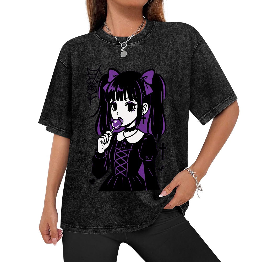 Purple Goth Emo Harajuku Lollipop Girl T-Shirt