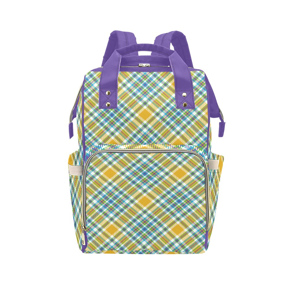 Yellow Plaid Multi-Function Backpack