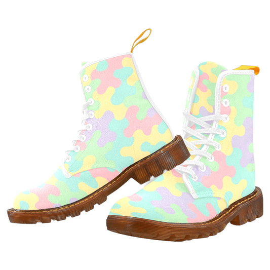 Harajuku Pastel Rainbow Camo Women's Canvas Boots