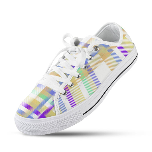 Pastel Plaid Low Top Women's Shoes
