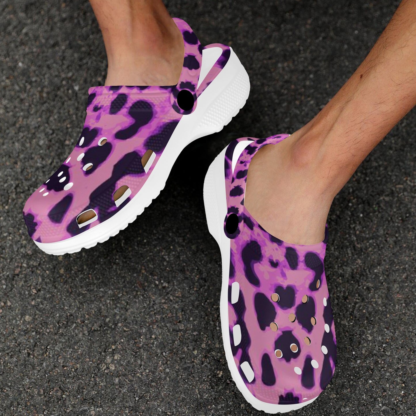 Purple Leopard Print Adults Clogs