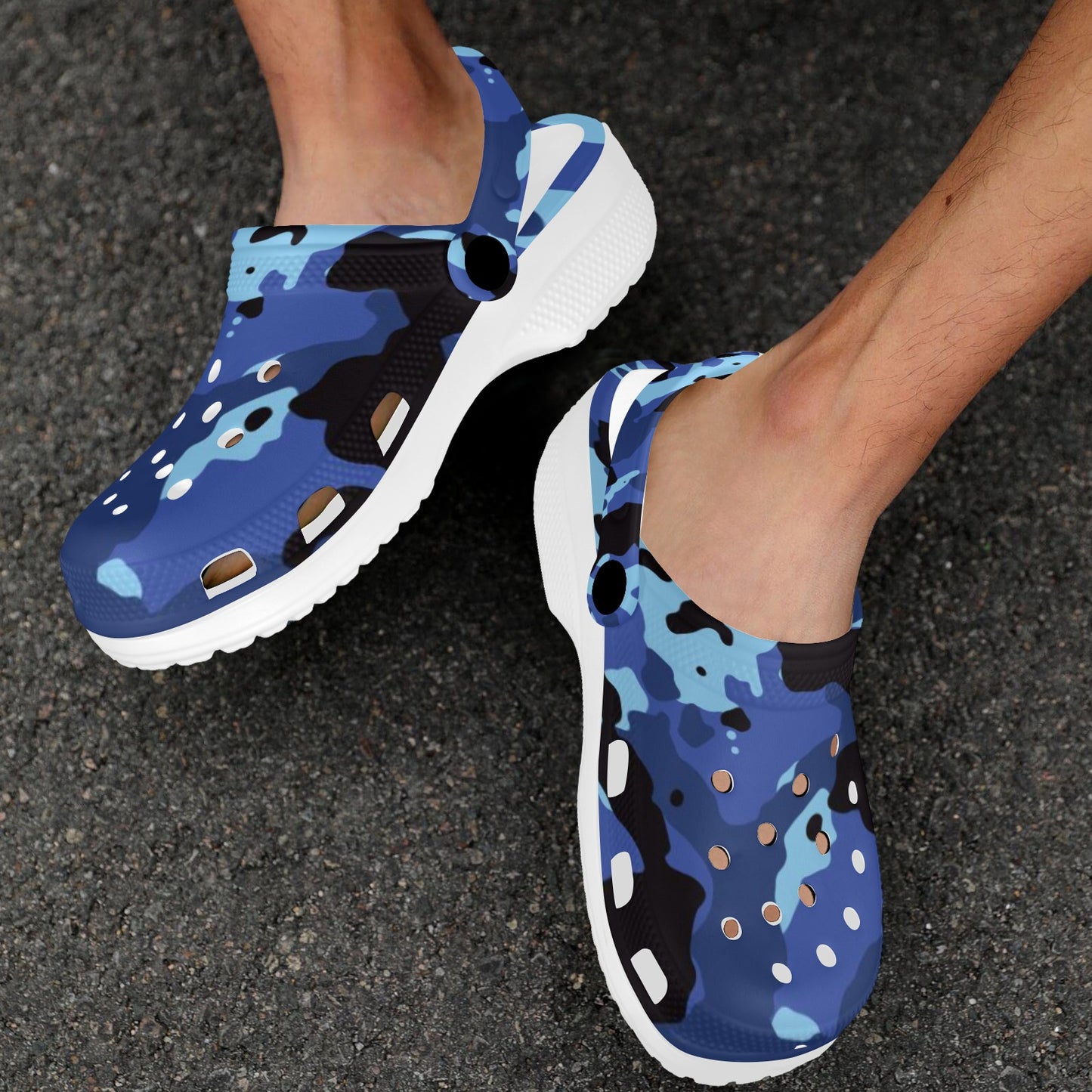 Blue Camo Print Adults Clogs