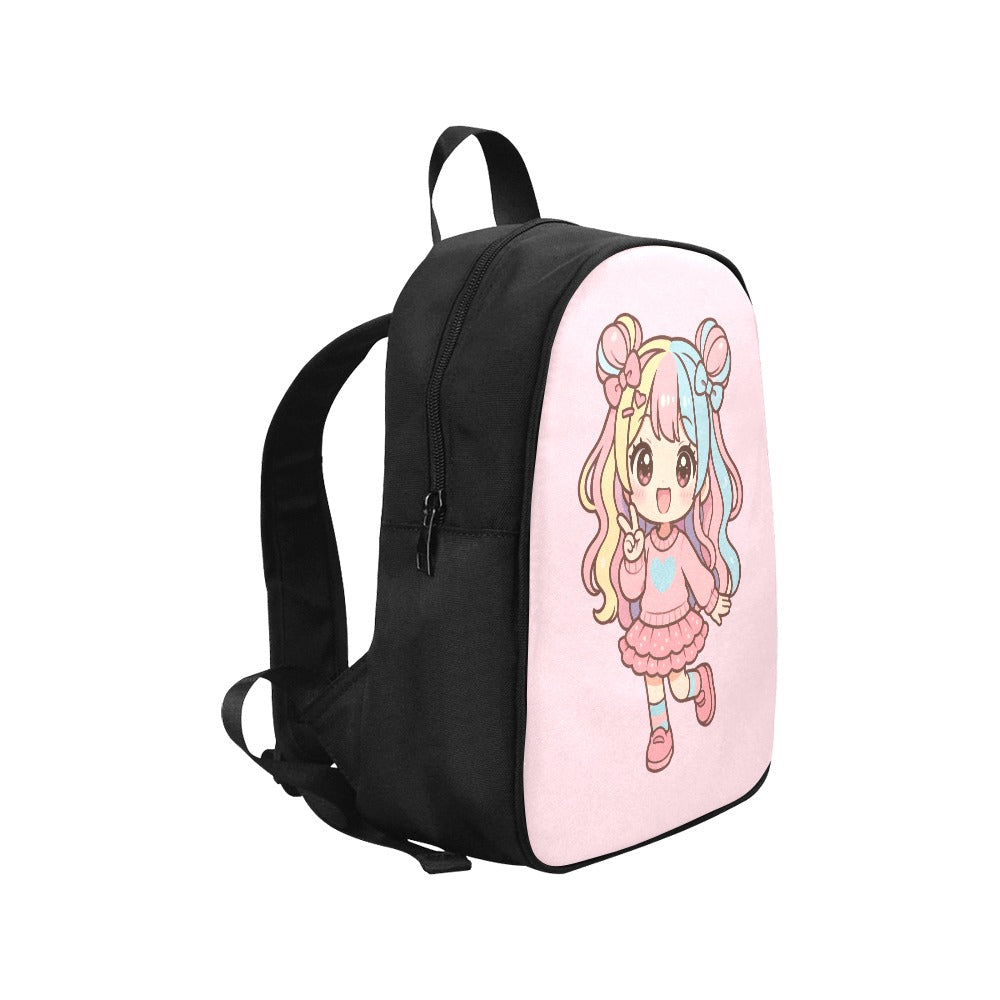 Kawaii Minimalist Harajuku Girl Canvas Backpack