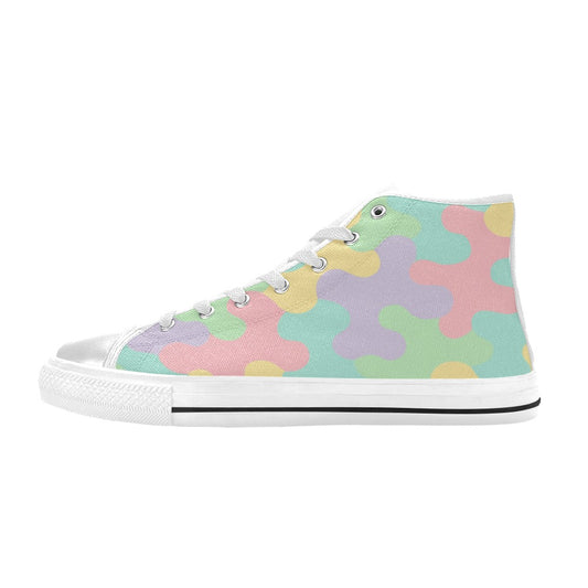 Harajuku Pastel Rainbow Camo High Top Canvas Men's Shoes