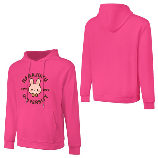 Harajuku University Pure Cotton Hoodie - Hot Pink