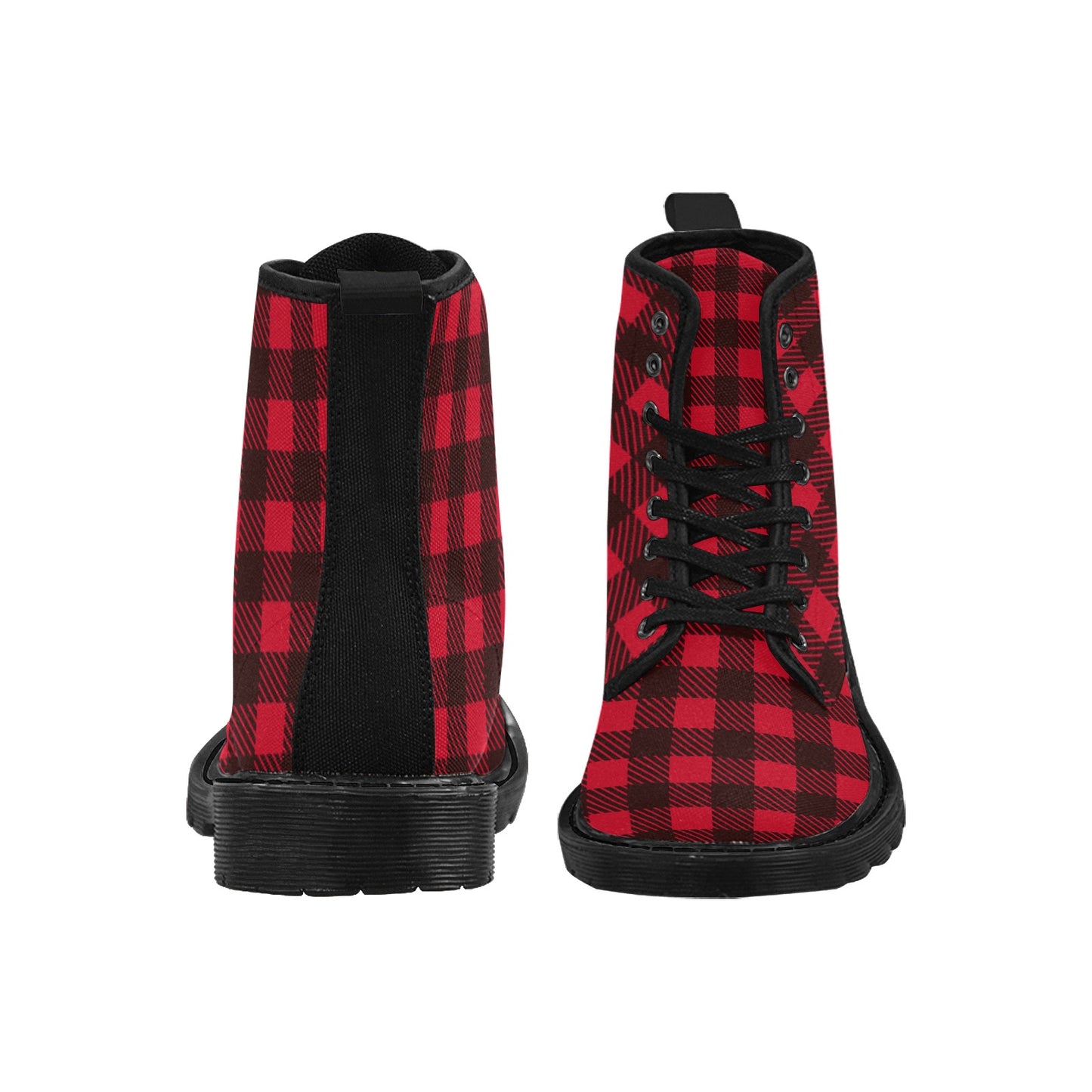 Red/Black Plaid Lumberjack Canvas Boots