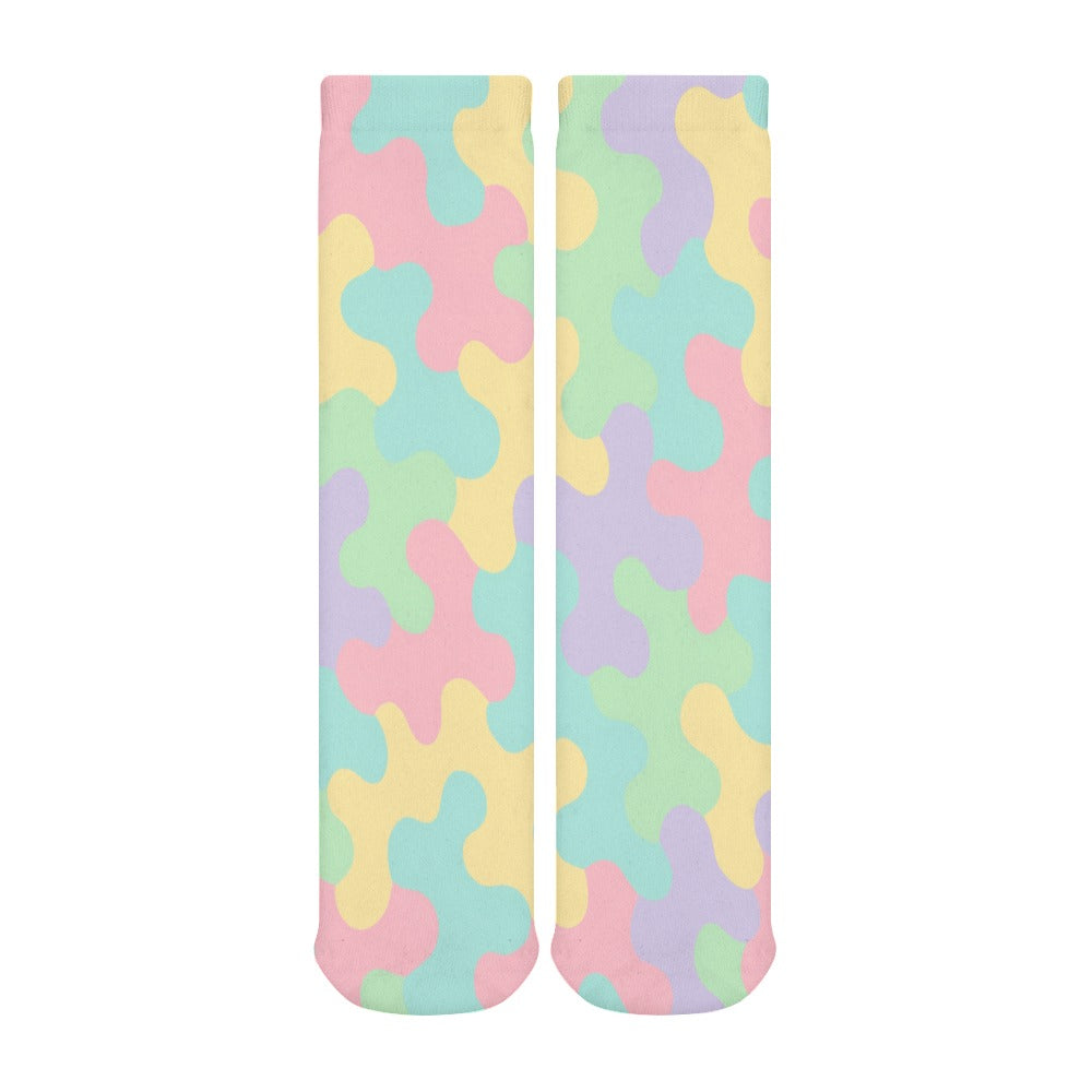 Harajuku Pastel Rainbow Camo Thick Stockings