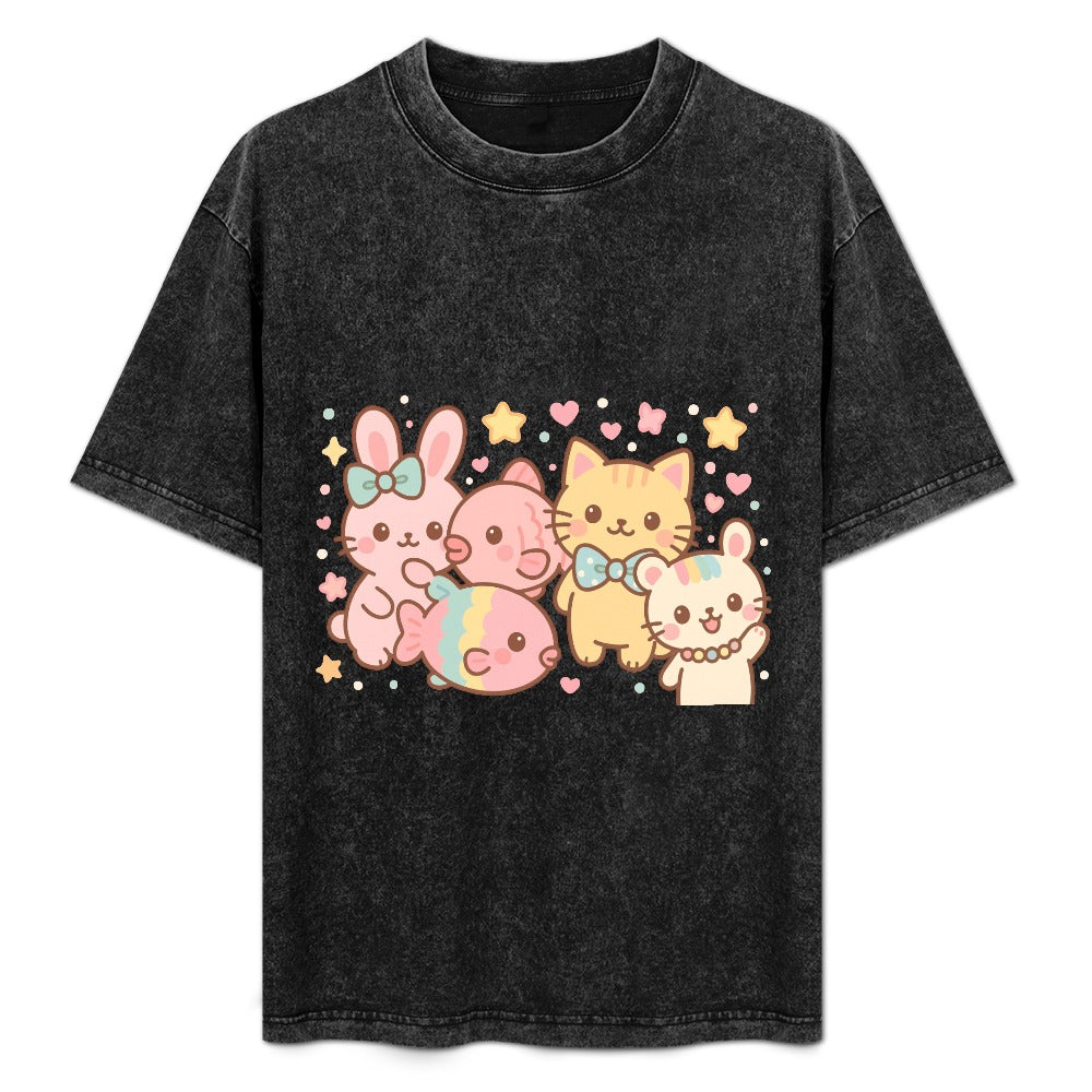 Harajuku Legends Group Photo Vintage Wash Off Shoulder Tee