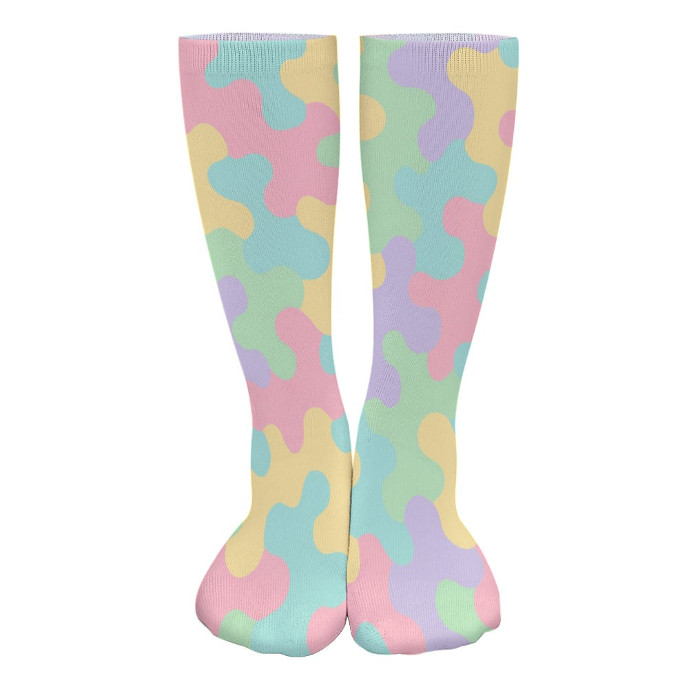 Harajuku Pastel Rainbow Camo Thick Stockings