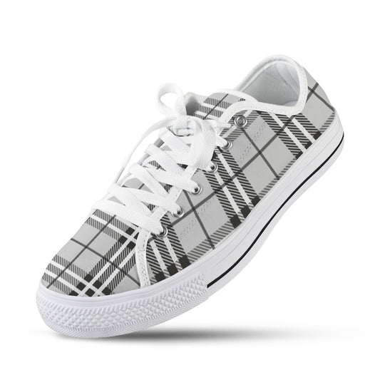 Black and White Plaid Low Top Women's Shoes