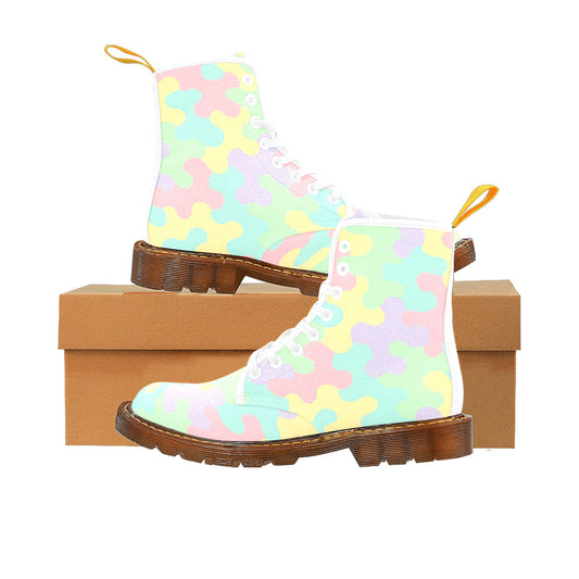 Harajuku Pastel Rainbow Camo Women's Canvas Boots