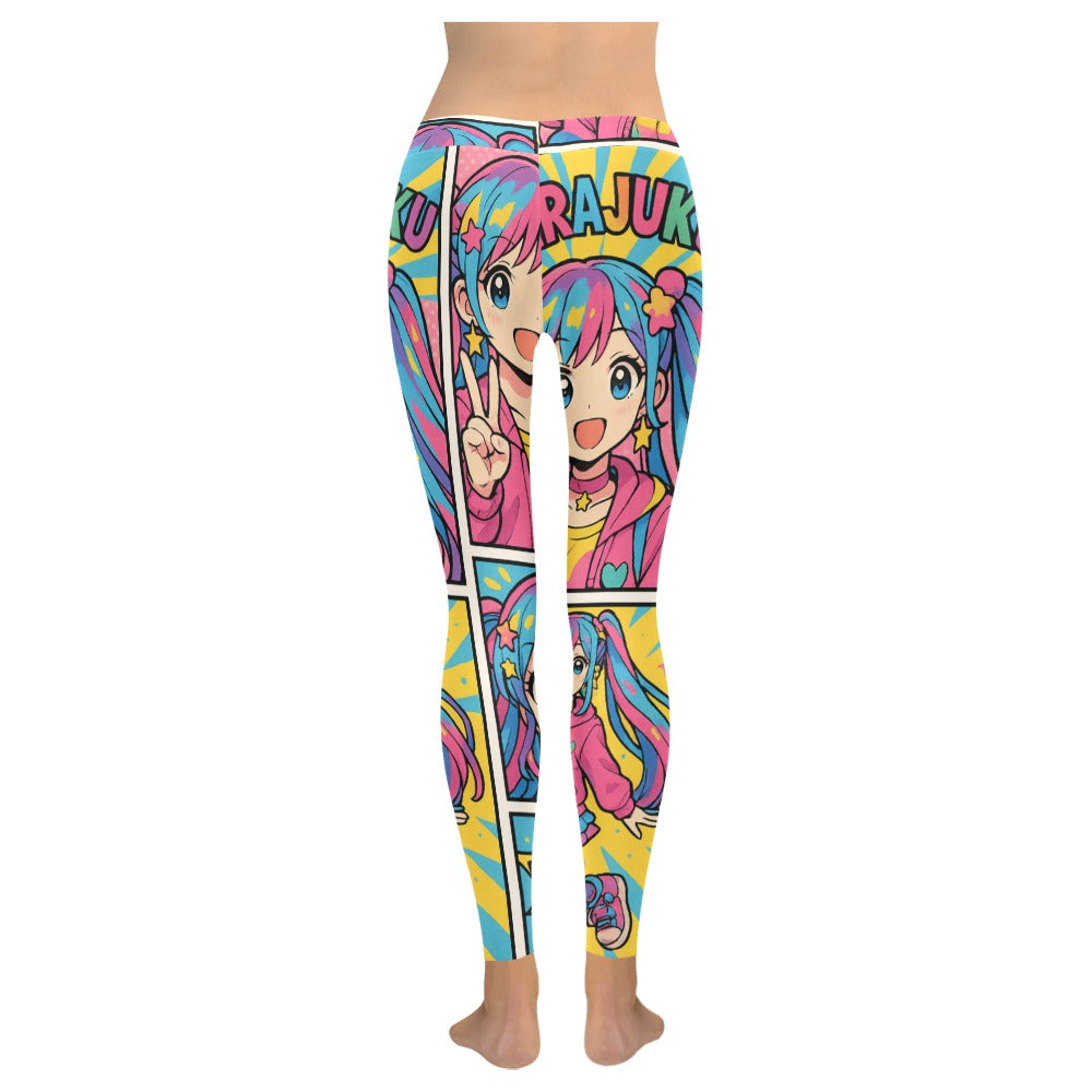 Harajuku Comic Book Girl Women's All-Over Low Rise Leggings