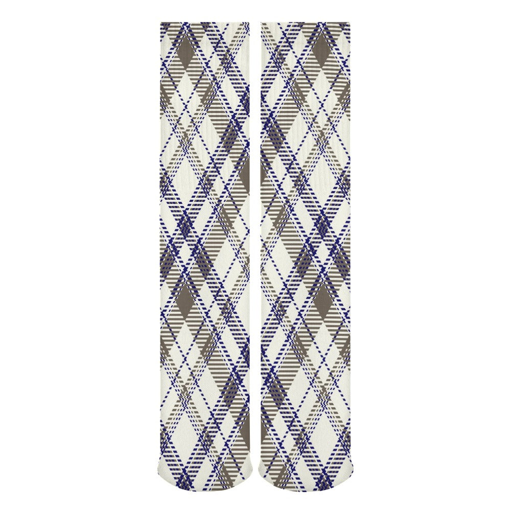 Blue and Gray Plaid Breathable Socks