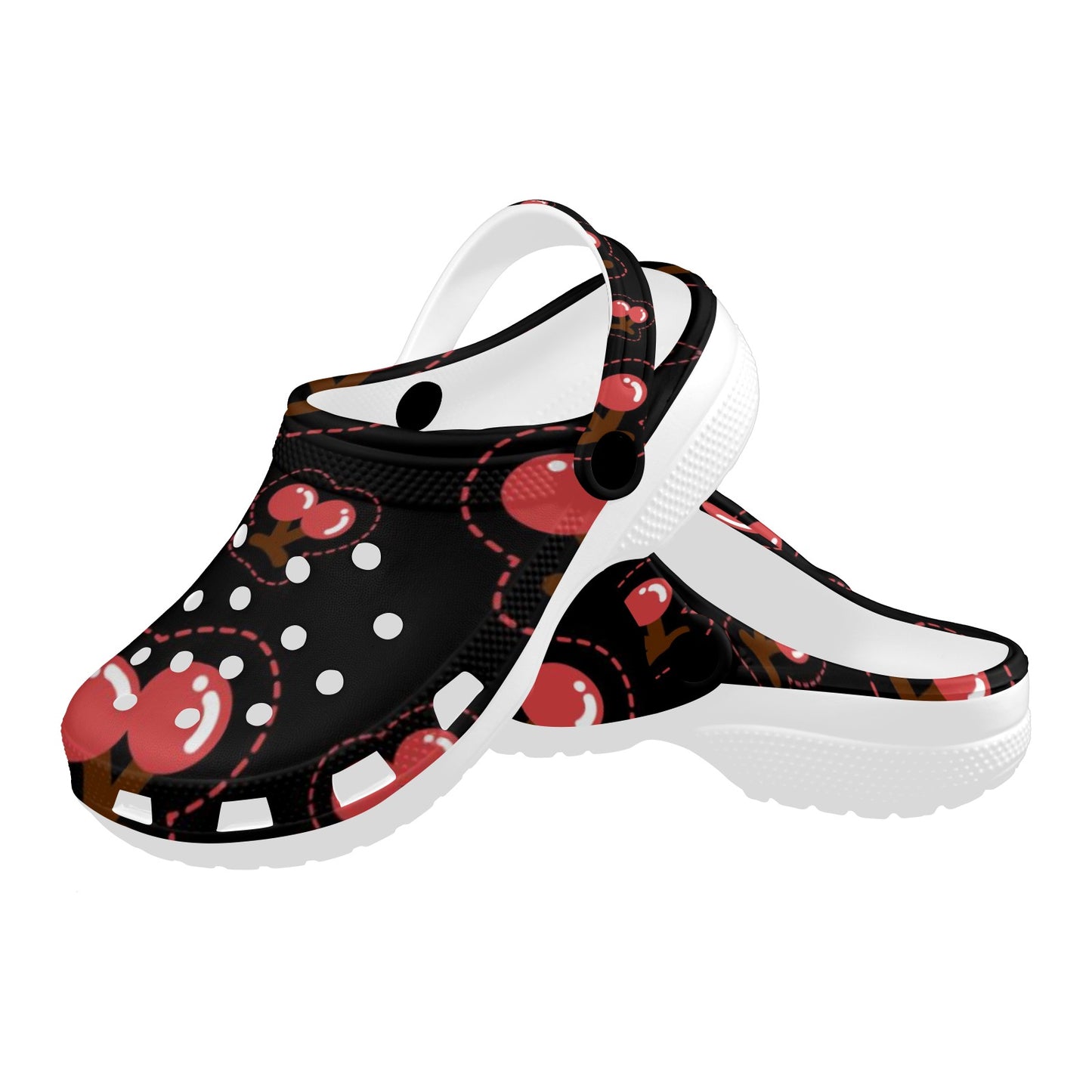 Black Cherry Print Adults Clogs