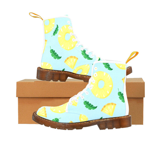 Pineapple Slices Women's Lace Up Canvas Boots