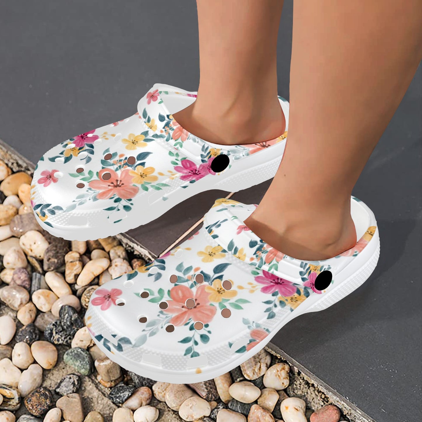 Floral Pattern Print Adults Clogs