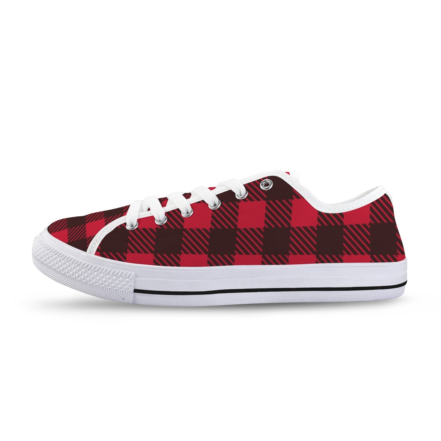Red and Black Checkerboard Lumberjack Low Top Women's Shoes