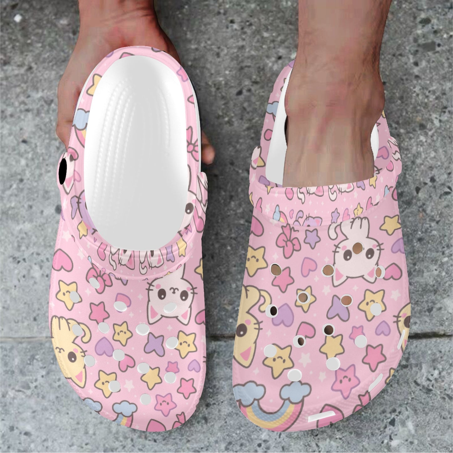 Pink Kawaii Print Adults Clogs