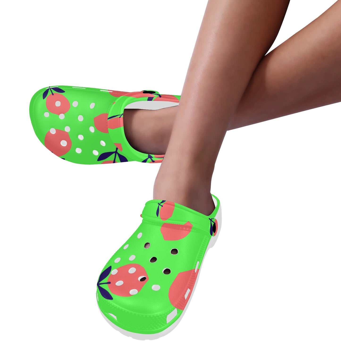 Lime Green Fruit Print Adults Clogs