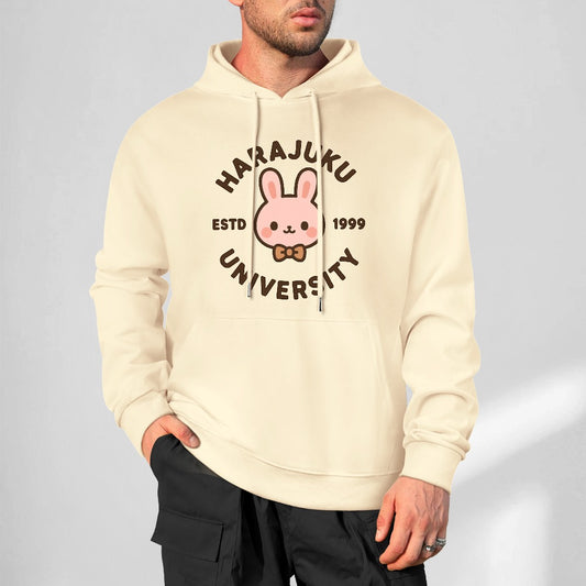 Harajuku University Pure Cotton Hoodie - Cream