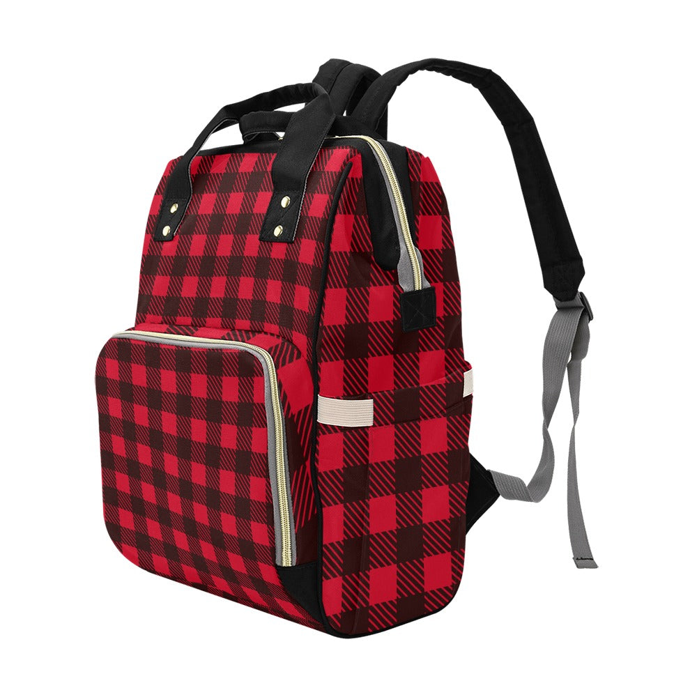 Red/Black Checkerboard Lumberjack Multi-Function Backpack