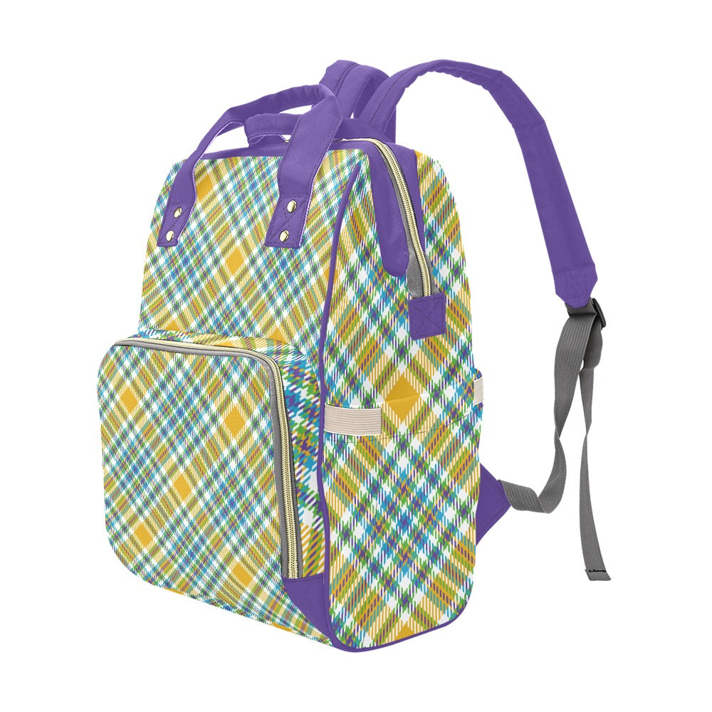 Yellow Plaid Multi-Function Backpack