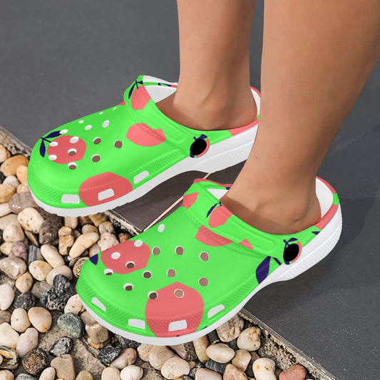 Lime Green Fruit Print Adults Clogs