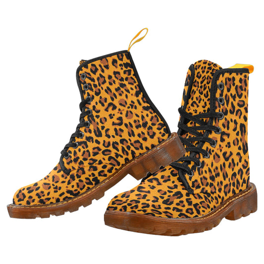 Orange Leopard Women's Lace Up Canvas Boots