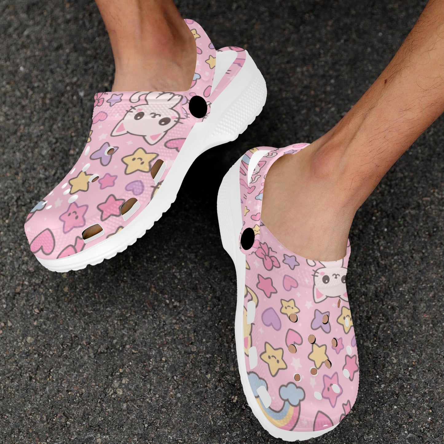Pink Kawaii Print Adults Clogs