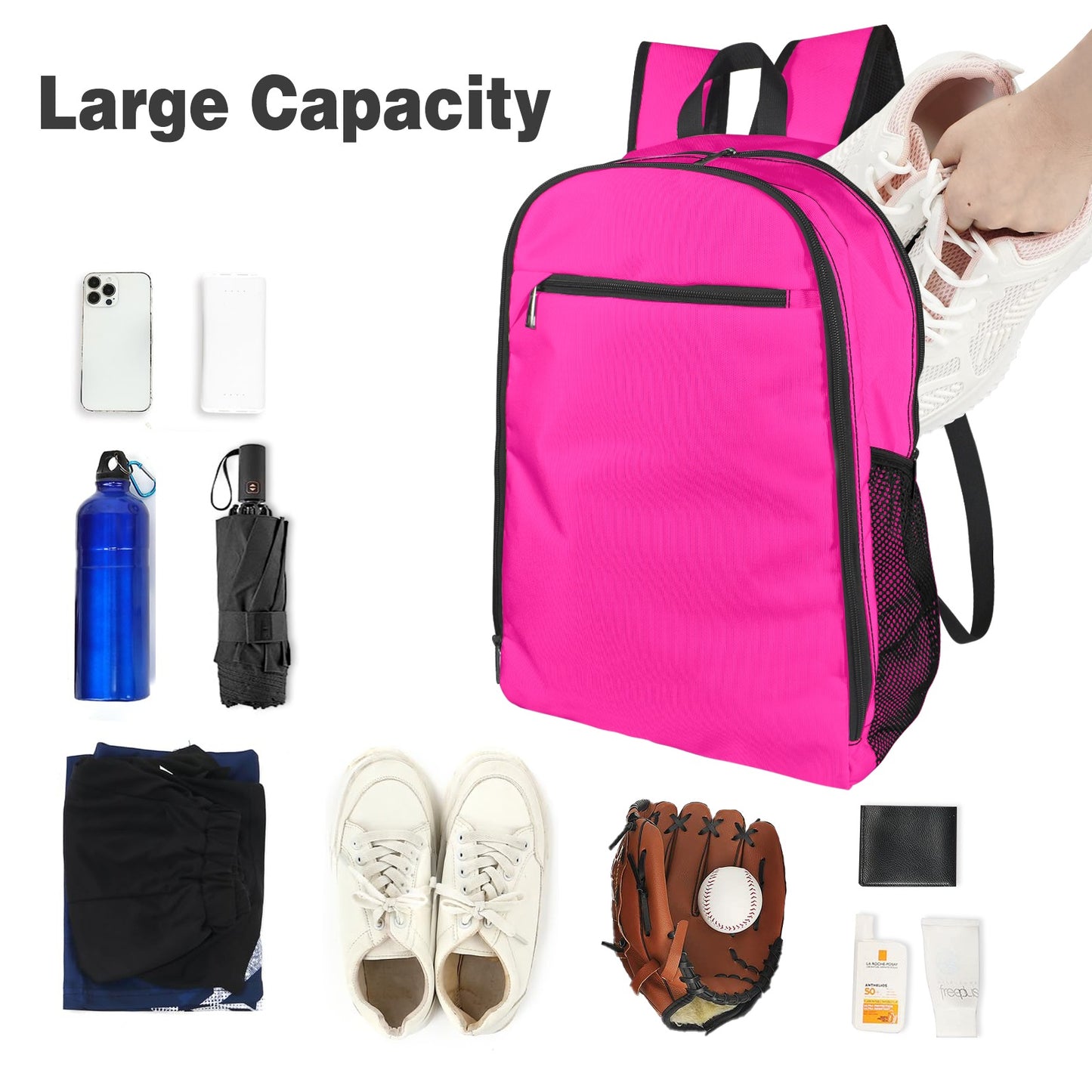 Hot Pink All Over Print Leisure Sports Backpack