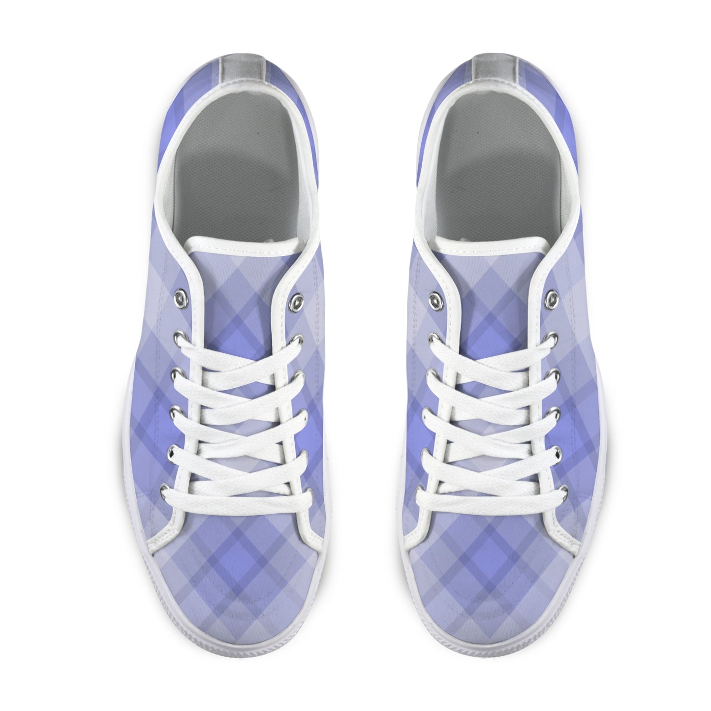 Light Blue Plaid Low Top Women's Shoes