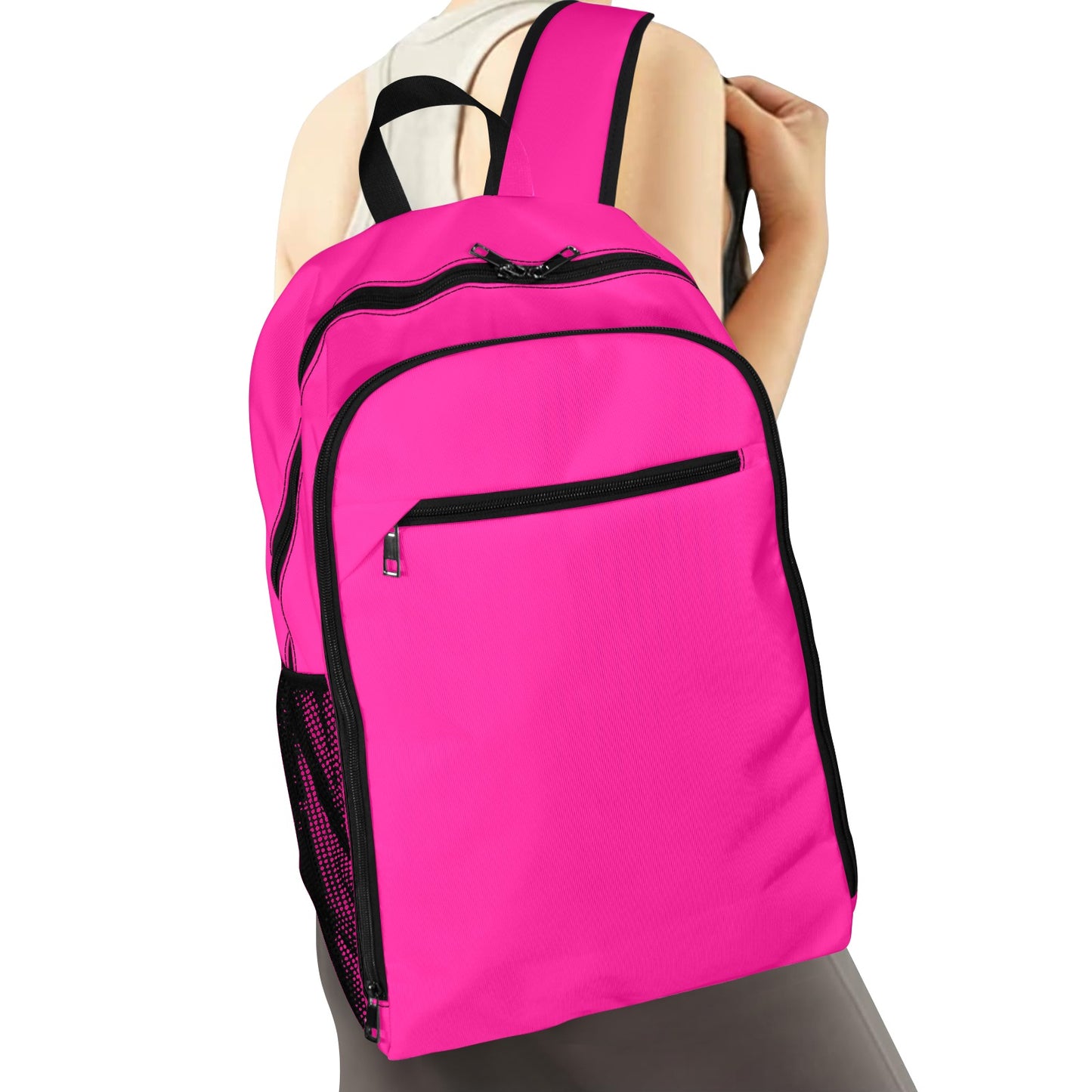 Hot Pink All Over Print Leisure Sports Backpack