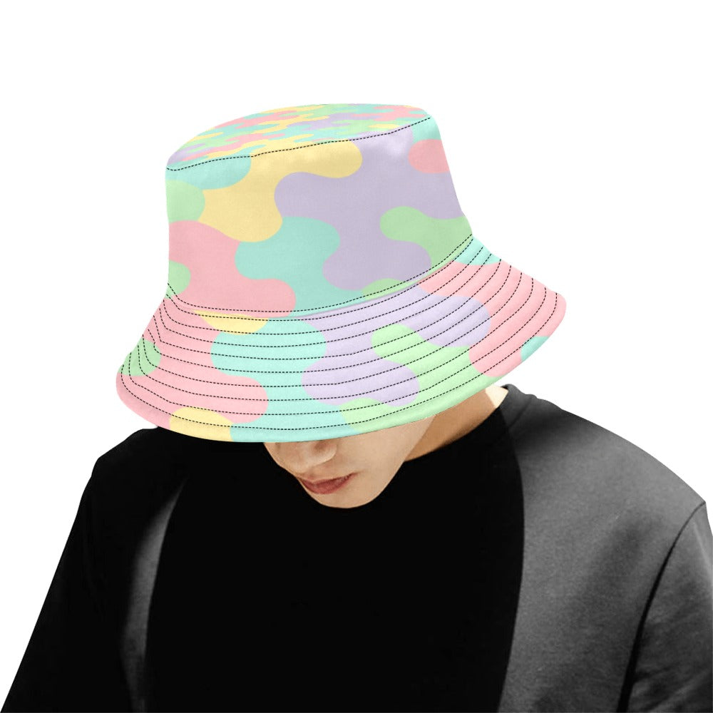 Harajuku Pastel Rainbow Camo Bucket Hat