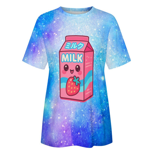 Strawberry Milk Galaxy Women's 100% Cotton T-Shirt