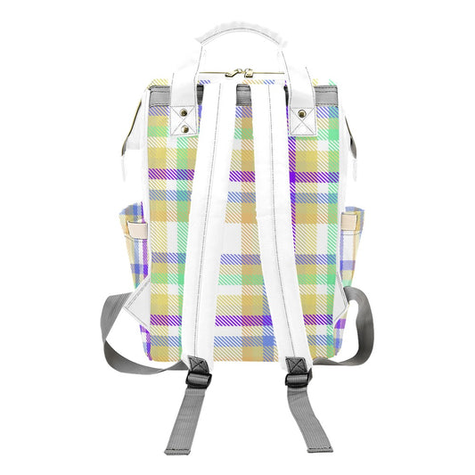 Pastel Plaid Multi-Function Backpack
