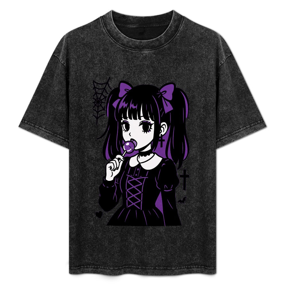 Purple Goth Emo Harajuku Lollipop Girl T-Shirt