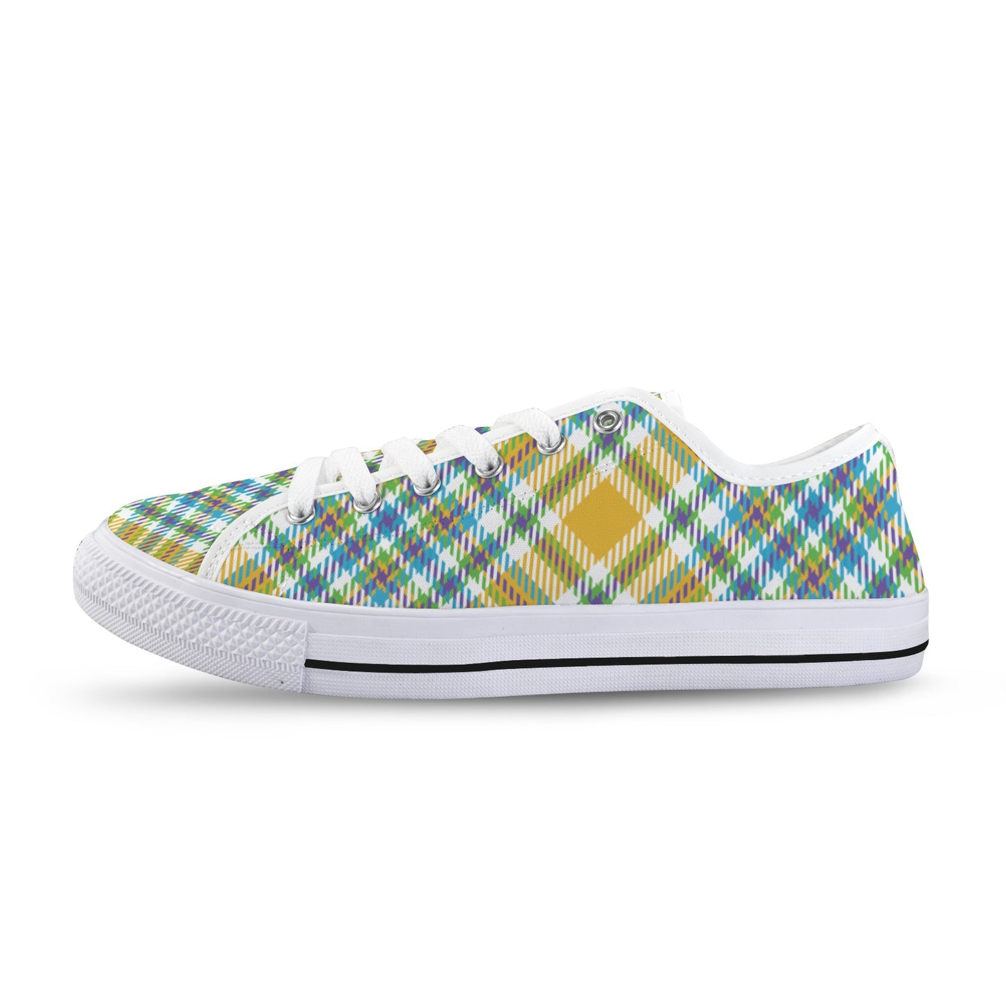 Yellow Plaid Low Top Women's Shoes
