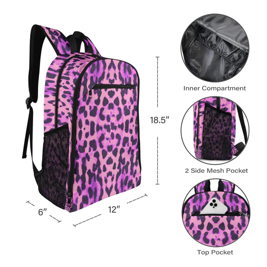 Purple Leopard All Over Print Leisure Sports Backpack