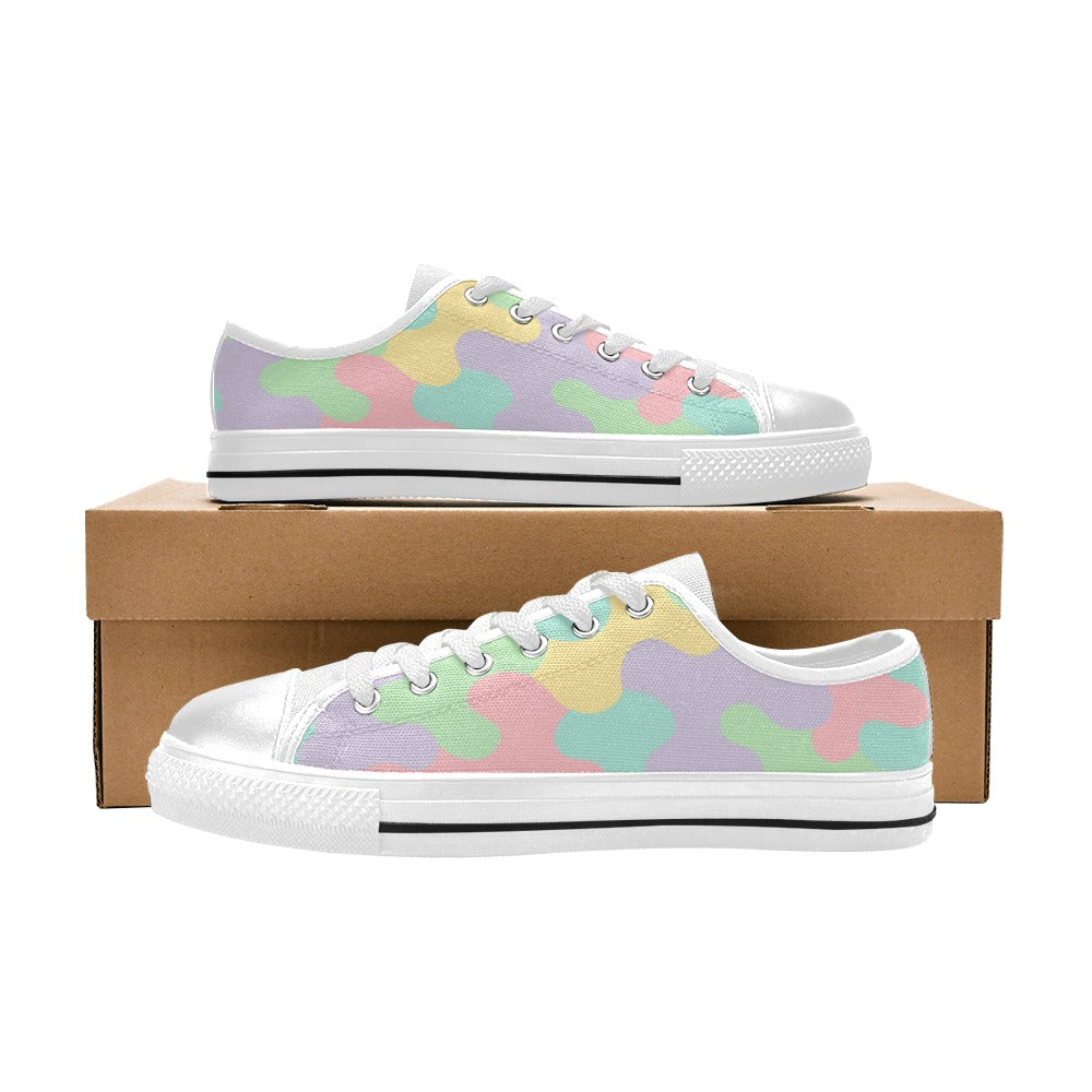 Harajuku Pastel Rainbow Camo Canvas Men's Shoes