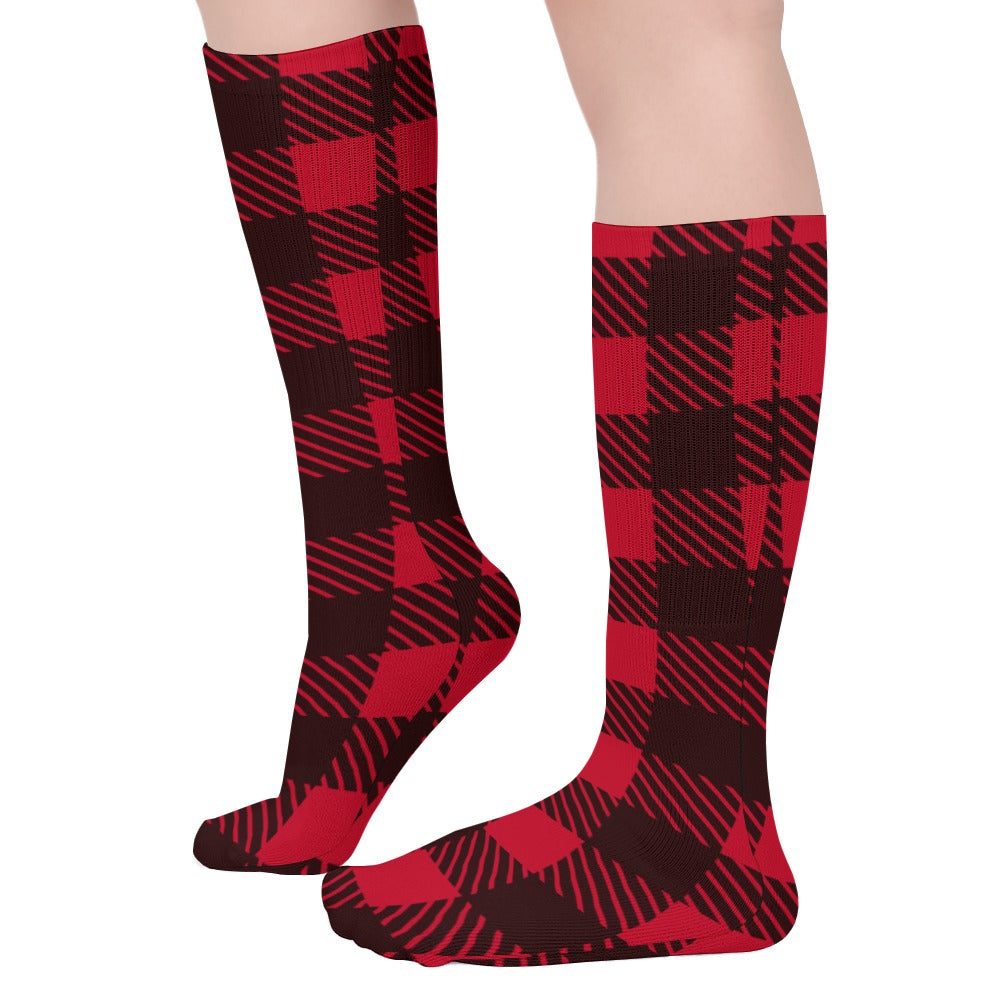 Red Black Checkerboard Lumberjack Breathable Stockings