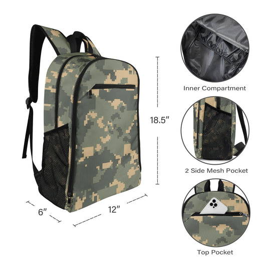 Green Digital Camo All Over Print Leisure Sports Backpack