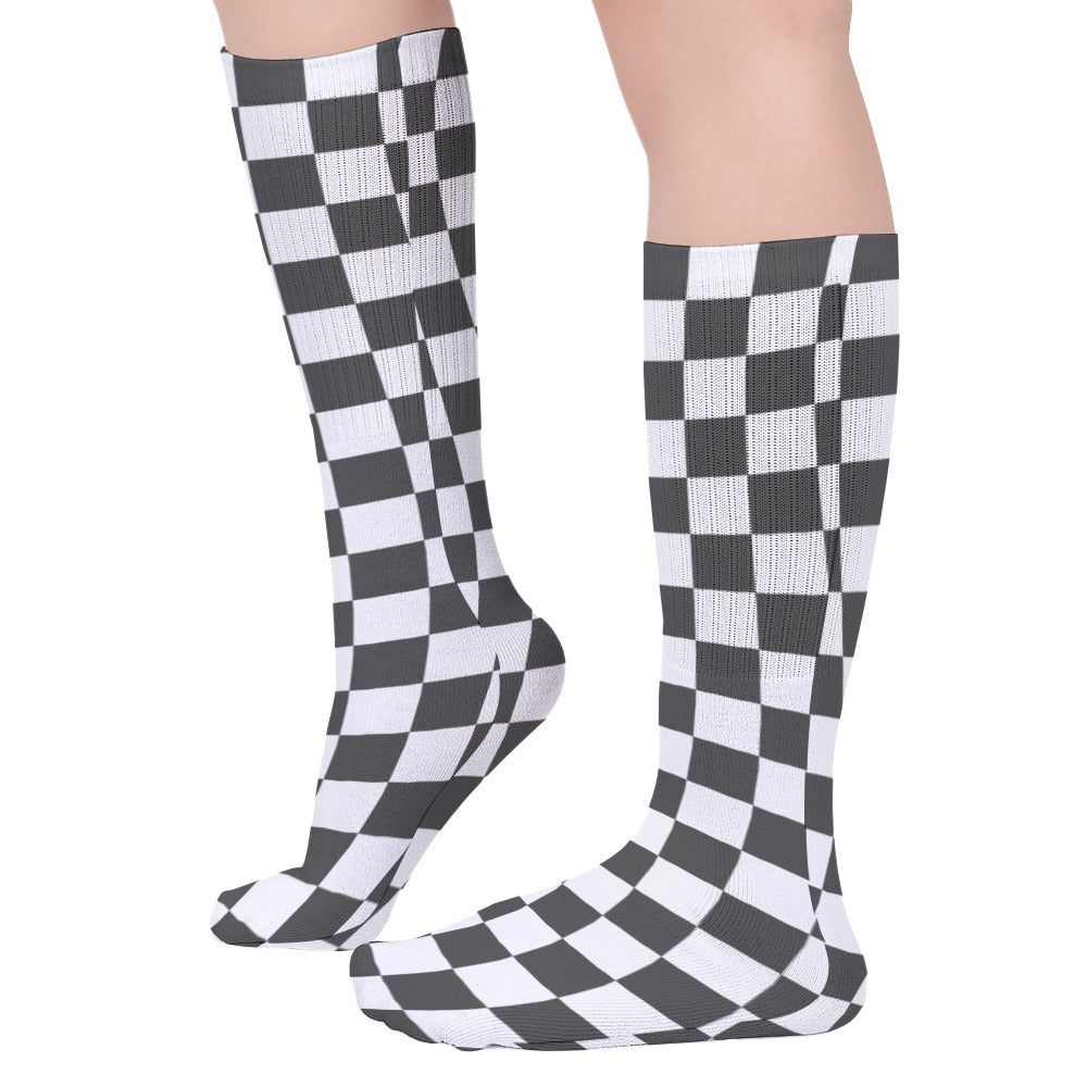 Black and White Checkered Breathable Socks