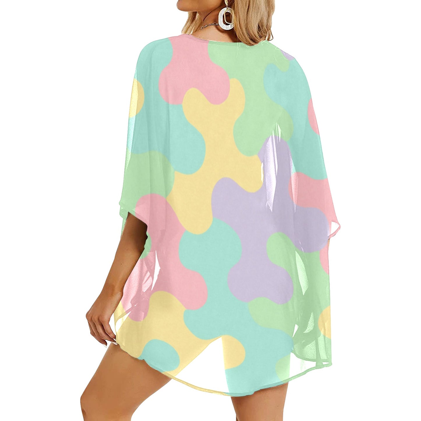 Harajuku Pastel Rainbow Camo Kimono Cover Up