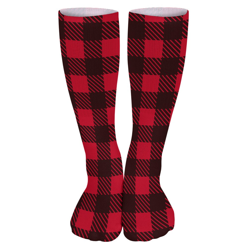 Red Black Checkerboard Lumberjack Breathable Stockings