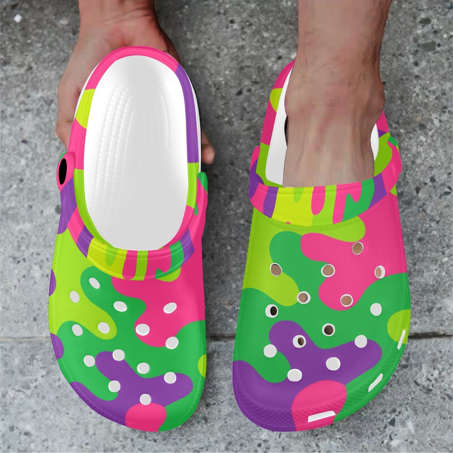 Harajuku Rainbow Camo Clogs